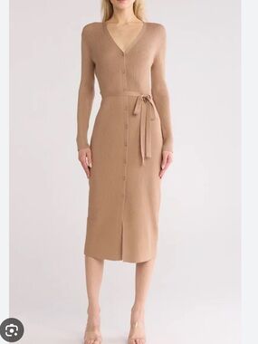 NWT Tash + Sophie Long Sleeve Button Front Sweater Dress sz L